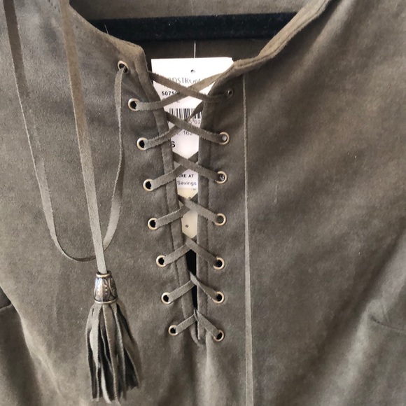 Short sleeve faux suede dress - Picture 3 of 4